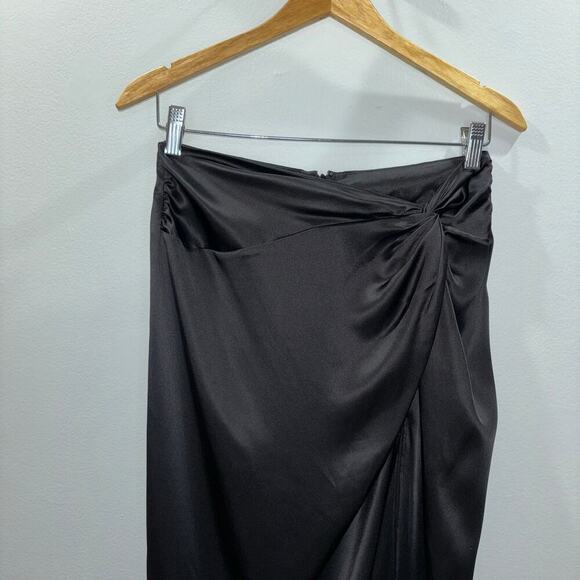 Amanda Uprichard Silk Skirt- Ansley Midi Wrap Slip Silk Black Skirt- Size Small - Picture 6 of 15